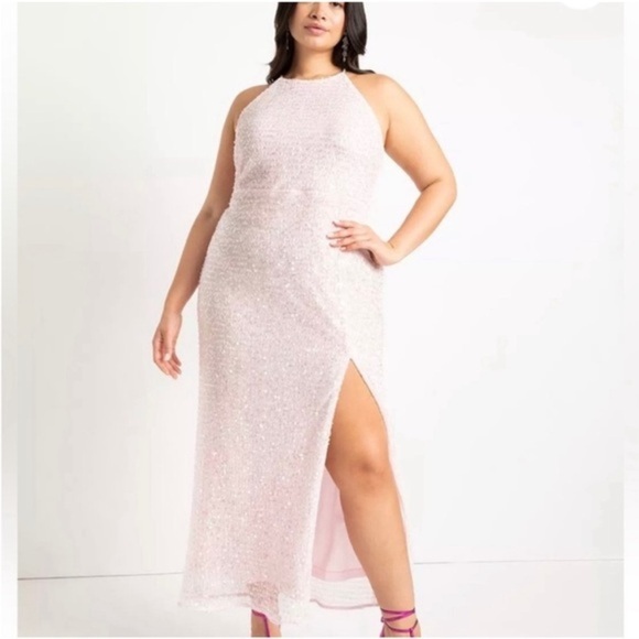 ELOQUII Pink‎ Sequined Long Plus Size Dress 18 - Picture 1 of 12